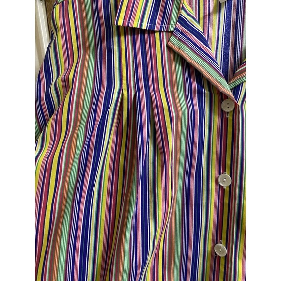 BLAIR Women's Vintage Multicolor Rainbow Striped Button Up Shirt - Size Medium - Picture 3 of 8